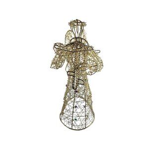 Gold Wire Angel Figurine tree topper playing violin christmas celestial music